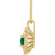 Genuine Emerald Necklace in 14 Karat Yellow Gold Emerald and 0.25 Carat Diamond 16 inch Pendant