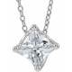 Genuine Sapphire Necklace in Platinum Sapphire Solitaire 16 18 inch Necklace