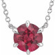 Created Ruby Necklace in 14 Karat White Gold Created Ruby Solitaire 16 inch Pendant