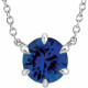 Created Sapphire Necklace in Platinum Created Sapphire Solitaire 18 inch Pendant