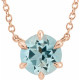 Genuine Aquamarine Necklace in 14 Karat Rose Gold Aquamarine Solitaire 16 inch Pendant