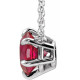 Genuine Ruby Necklace in Platinum Ruby Solitaire 16 inch Pendant