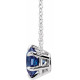 Genuine Blue Sapphire Gemstone Necklace in Sterling Silver Solitaire 16 inch Pendant
