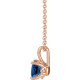 Lab Grown Sapphire Necklace in 14 Karat Rose Gold Lab Sapphire 16 inch Pendant