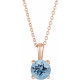 Genuine Aquamarine Necklace in 14 Karat Rose Gold Aquamarine 16 inch Pendant