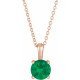 Genuine Emerald Necklace in 14 Karat Rose Gold Emerald 16 inch Pendant