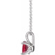 Genuine Ruby Necklace in Platinum Ruby 16 inch Pendant