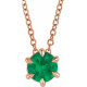 Genuine Emerald Necklace in 14 Karat Rose Gold Emerald Solitaire 16 to 18 inch Pendant