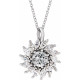 Platinum Natural White Sapphire & 0.60 Carats Natural Diamond Halo 16 to 18 inch Pendant