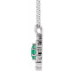 14 Karat White Gold Lab Grown Emerald and 0.60 Carat Natural Diamond Halo 16 inch Pendant