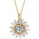 14 Karat Yellow Gold Natural White Sapphire & 0.60 Carats Natural Diamond Halo 16 to 18 inch Pendant