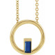 14 Karat Yellow Gold Natural Blue Sapphire Circle 16 to 18 inch Pendant