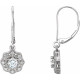 14 Karat White Gold 4mm Round Genuine Charles Colvard Moissanite and 0.12 Carat Diamond Earrings