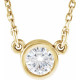Created Moissanite Necklace in 14 Karat Yellow Gold 4 mm Round  Moissanite 18 inch Pendant