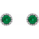 Genuine Created Emerald Earrings in Platinum  Created Emerald & 0.13 Carat Diamond Earrings