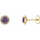 Lab Grown Alexandrite Earrings in 14 Karat Yellow Gold and 0.13 Carat Diamonds