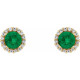 Created Emerald Earrings in 14 Karat Yellow Gold  Created Emerald & 0.16 Carat Diamond Earrings