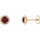 Genuine Ruby Earrings in 14 Karat Yellow Gold Ruby & 0.16 Carat Diamond Earrings