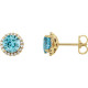 Genuine Blue Zircon Earrings in 14 Karat Yellow Gold Genuine Blue Zircon & 0.16 Carat Diamond Earrings