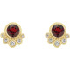 Red Garnet Earrings in 14 Karat Yellow Gold Mozambique Garnet & 0.13 Carat Diamond Earrings