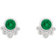 Genuine Emerald Earrings in 14 Karat White Gold Emerald and 0.13 Carat Diamond Earrings