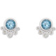 Genuine Aquamarine Earrings in 14 Karat White Gold Aquamarine and 0.13 Carat Diamond Earrings