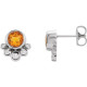 Golden Citrine Earrings in 14 Karat White Gold Citrine & 0.13 Carat Diamond Earrings