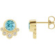 Genuine Blue Zircon Earrings in 14 Karat Yellow Gold Genuine Blue Zircon & 0.13 Carat Diamond Earrings