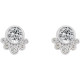 Genuine White Sapphire Earrings in Platinum Sapphire and 0.13 Carat Diamonds