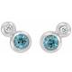 Genuine Blue Zircon Earrings in 14 Karat White Gold and 0.13 Carat Diamond Earrings