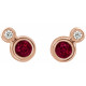 Created Ruby Earrings in 14 Karat Rose Gold Created Ruby and 0.13 Carat Diamond Earrings