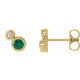 Created Emerald Earrings in 14 Karat Yellow Gold Created Emerald and 0.13 Carat Diamond Earrings