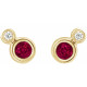 Created Ruby Earrings in 14 Karat Yellow Gold Created Ruby and 0.13 Carat Diamond Earrings