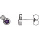 Genuine Amethyst Earrings in Platinum Amethyst & 1/8 Carat Diamond Earrings