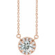 White Diamond Necklace in 14 Karat Rose Gold 0.33 Carat Diamond 16 inch Pendant