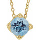 Genuine Aquamarine Necklace in 14 Karat Yellow Gold Aquamarine Solitaire 16 to 18 inch Pendant