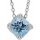 Genuine Aquamarine Necklace in Sterling Silver Aquamarine Solitaire 16 to 18 inch Pendant