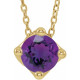 Genuine Amethyst Necklace in 14 Karat Yellow Gold Amethyst Solitaire 16 to 18 inch Pendant