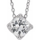 Genuine Sapphire Necklace in 14 Karat White Gold Sapphire Solitaire 16 to 18 inch Pendant