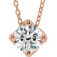 White Diamond Necklace in 14 Karat Rose Gold 0.75 Carat Diamond Solitaire 16 to 18 inch Pendant