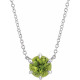 Genuine Peridot Necklace in 14 Karat White Gold Peridot Solitaire 16 inch Pendant