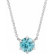 Genuine Blue Zircon Necklace in Platinum Genuine Blue Zircon Solitaire 18 inch Pendant