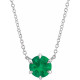 Genuine Emerald Necklace in 14 Karat White Gold Emerald Solitaire 16 inch Necklace