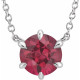 Genuine Ruby Necklace in 14 Karat White Gold Ruby Solitaire 18 inch Necklace