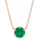 Genuine Emerald Necklace in 14 Karat Rose Gold Emerald Solitaire 18 inch Necklace