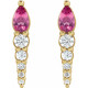 Pink Tourmaline Earrings in 14 Karat Yellow Gold Pink Tourmaline & 0.25 Carat Diamond Earrings