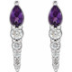 Genuine Amethyst Earrings in Sterling Silver Amethyst & 1/4 Carat Diamond Earrings