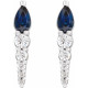 Genuine Blue Sapphire Earrings in Sterling Silver and 0.25 Carat Diamonds