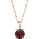 Red Garnet Necklace in 14 Karat Rose Gold Mozambique Garnet 16 to 18 inch Pendant