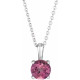 Pink Tourmaline Necklace in Platinum Pink Tourmaline 16 to 18 inch Pendant